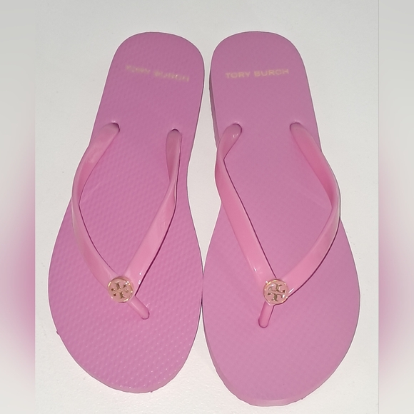 Tory Burch Magnolia Pink Solid Thin Flip Flop PVC/EVA NWB Size 8 - Picture 5 of 7